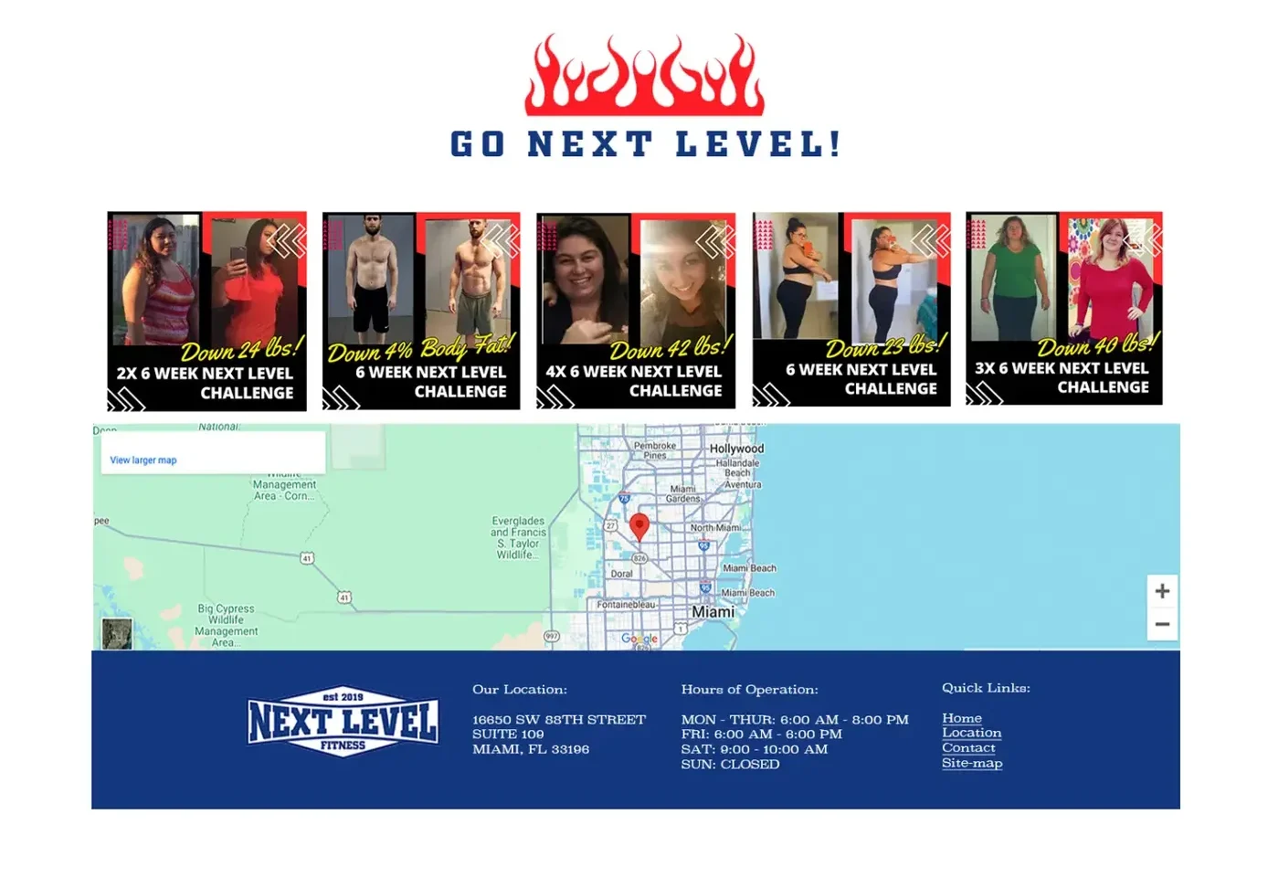 Next Level Fitness website experience