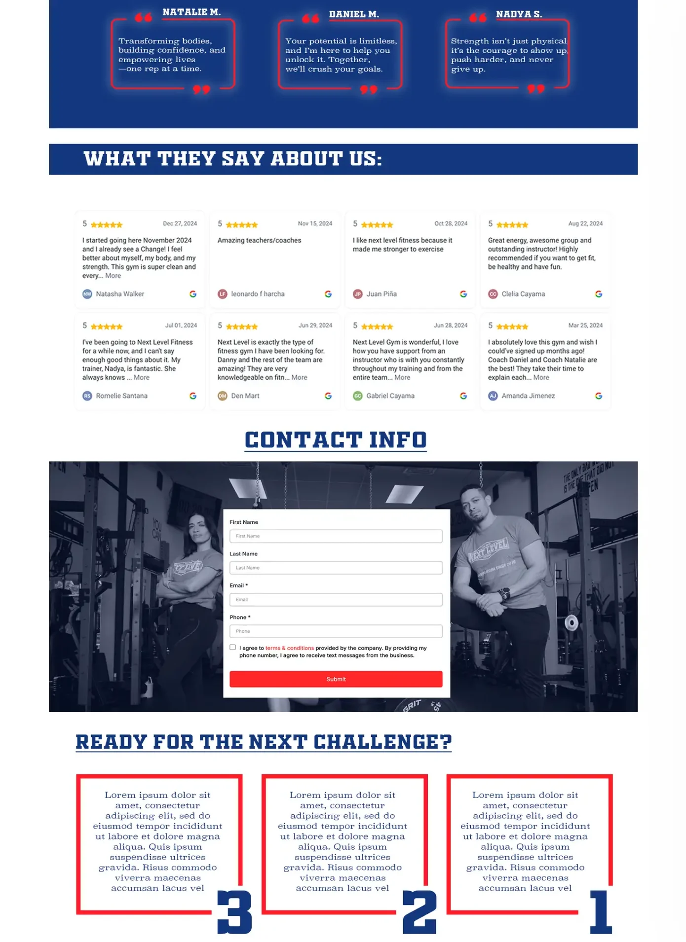 Next Level Fitness programs and services
