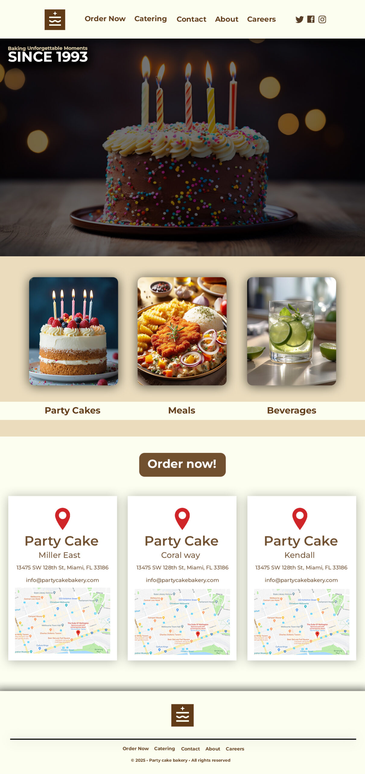 Party Cake Bakery homepage design